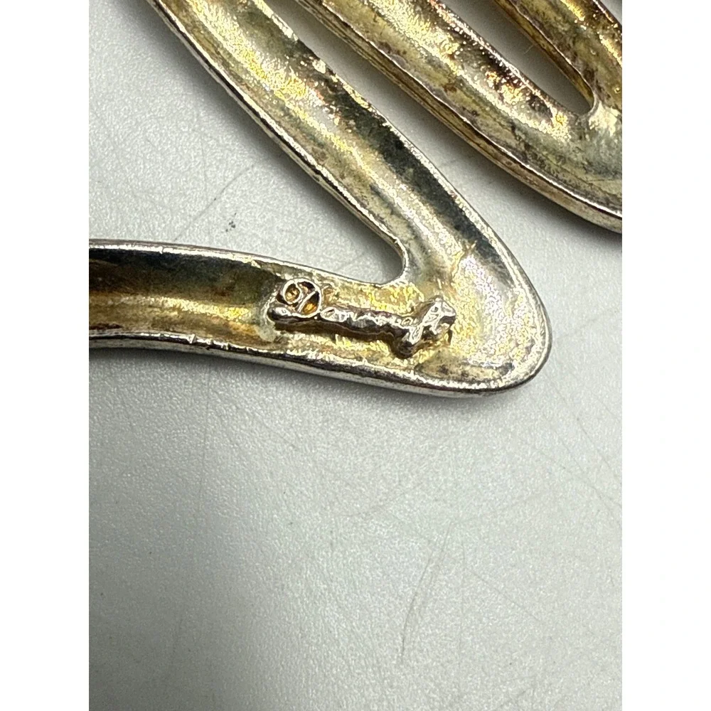 Danecraft Vintage Silver‎ Tone Abstract Zig Zag Squiggle Brooch Pin Modernist